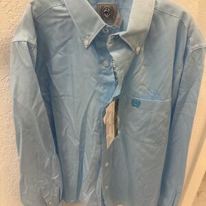 Cinch Light Blue Striped boys Sz 10 western apparel button down shirt